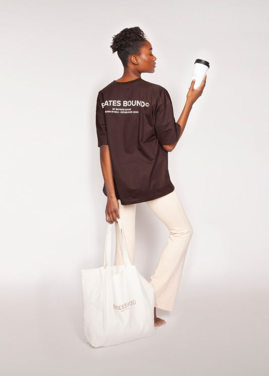 THE PILATES BOUND© OVERSIZE TEE BROWN